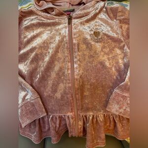 Vince Camuto Girls Pink with Gold Glitter Velvet Zip Hoodie Jacket Size 4T GUC